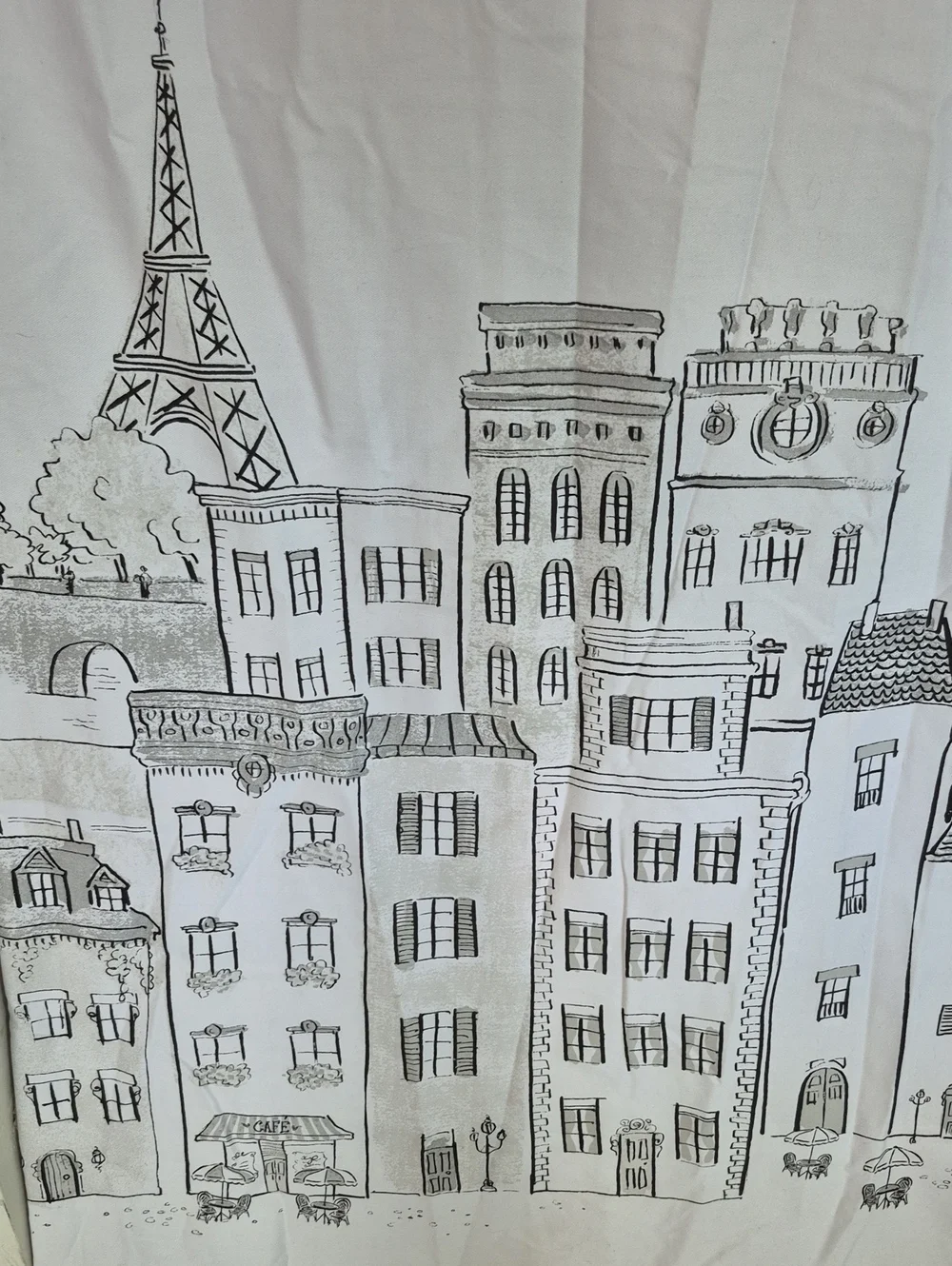 Eifell Tower Paris Cityscape Linen Shower Curtain